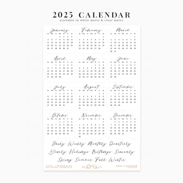 Script: 2025 Calendar